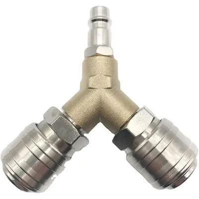 Produktbild von Druckluftverteiler, Druckluftanschluss, Druckluftschalter, mit zwei 1/4-Zoll-Gewindeanschlüssen