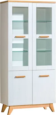 Produktbild von Vitrine Standvitrine Vitrinenschrank SVEN SV3 andersen kiefer / eiche nash 85 x 185 x 40 cm
