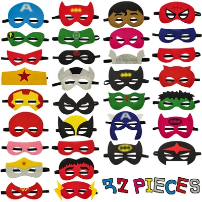 Productafbeelding van Omgoods- Superheldenmaskers 32 stuks - Halfgelaatsmaskers - Vilt - Cosplay - Verjaardagsdecoratie - Voor Carnaval - Spelletjes voor Kinderen - Maskers