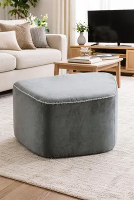 Image de Pouf gris pour salon, tabouret d'appoint, pouf en tissu, meuble