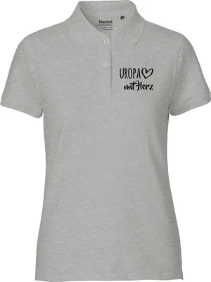 Produktbild von Huuraa Damen Polo Shirt Uropa mit Herz XXL Sport Grey Bio Baumwolle Fairtrade Poloshirt Geschenkidee