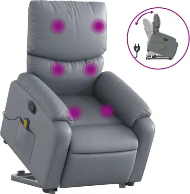 Produktbild von vidaXL Massagesessel mit Aufstehhilfe Grau Kunstleder