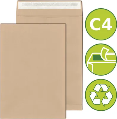 Produktbild von 5 x Versandtaschen Briefumschläge DIN B4 selbstklebend 250x353mm Braun