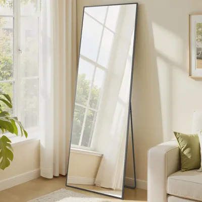 Produktbild von SONGMICS Ganzkörperspiegel, Spiegel rechteckig, stehend oder wandmontiert, für Wohnzimmer, Schlafzimmer, 160 x 50 cm, schwarz