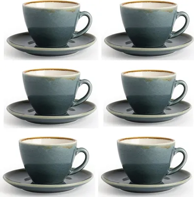 Produktbild von Olympia Kiln Cappuccinotassen + Untertassen Ozean | 23cl | Porzellan | 6 Sets