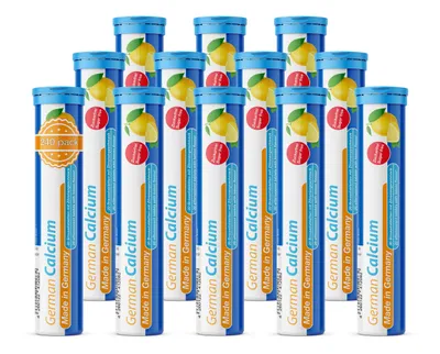 Produktbild von German Calcium Brausetabletten 12x20 Stk. Zitronen Geschmack - 500 mg Kalzium Zuckerfrei - T&D Pharma – Germany