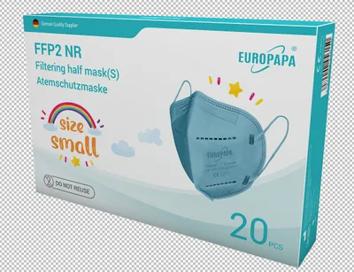 Produktbild von EUROPAPA 20x FFP2 Maske S in Kleiner Größe Blau Mundschutz Masken Atemschutzmasken 5-lagig hygienisch einzelverpackt EU 2016/425
