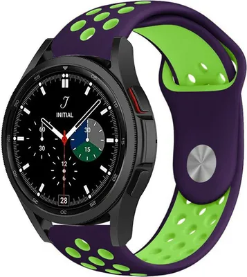 Produktbild von Strap-it Samsung Galaxy Watch 4 Classic 46mm Sportarmband (Lila/Grün)