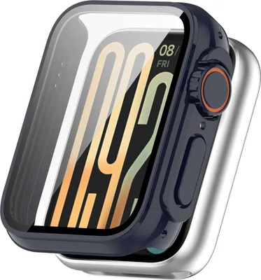 Image de Pour Xiaomi Smart Band 9 Pro Housse plastique PC Smart + verre trempé H9 bleu foncé