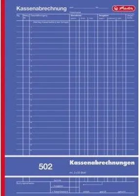 Obrázek produktu pro Kniha pokladní evidence 502, karton, modrá, A4, 2x50 listů