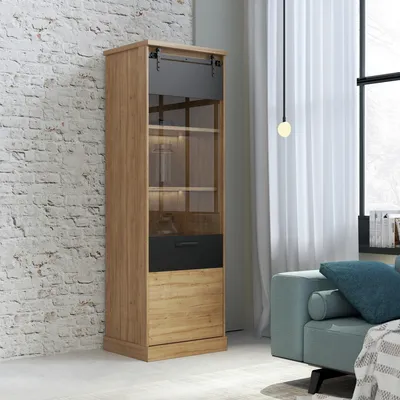 Produktbild von Vitrine >Kaszimiro< in Klarglas - 63,4x198,6x52cm (BxHxT)