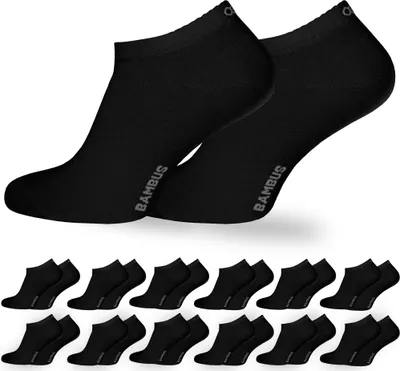 Produktbild von OCERA 12x Bambus Sneaker Socken Uni für Damen und Herren in verschiedenen Farben - Schwarz 43/46