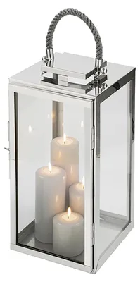 Produktbild von FINK Laterne SEVILLA - Bodenlaterne aus Edelstahl und Glas, silberfarben, grau, H 58 cm - für innen und außen, Garten