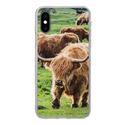 Produktbild von MuchoWow® Handyhülle Schutzhülle Hülle für iPhone X Schottische Highlander - Tiere - Gras Silikon Softcase Handy Hülle - Handyhülle