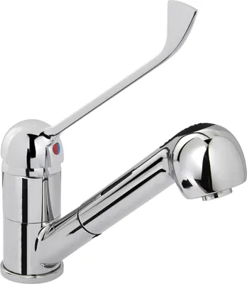 Produktbild von Küchenarmatur mit ausziehbarer Dusche, Edelstahl, Höhe 230 mm - Hendi 810255