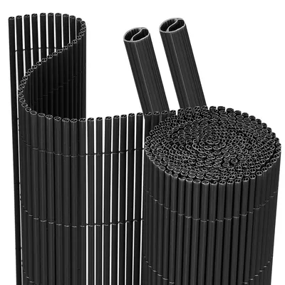 Zdjęcie produktu dla Vigevee 100 x 400 cm Mata osłonowa z PVC, wzór bambusowy, osłona ogrodowa, ogrodzenie osłonowe, ogrodzenie balkonowe, osłona przeciwwiatrowa, okładzina balkonowa, kolor szary