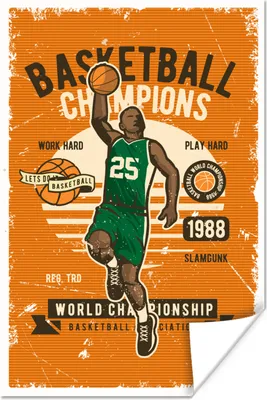 Produktbild von MuchoWow® Poster Mancave - Basketball - Sport - Retro 120x180 cm - Kunstposter
