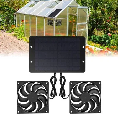 Produktbild von Solarventilator 10m Kabel wasserdicht Doppeltauscher für Gewächshaus
