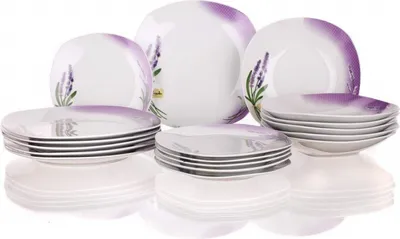 Produktbild von 18-teiliges Porzellan Tellerset Lavendel Ø 27 cm Mikrowellengeeignet