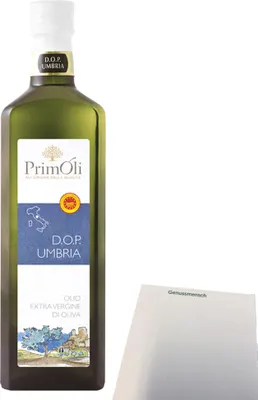 Produktbild von PrimOli Natives Olivenöl Umbria Colli Martani (500ml Flasche) + usy Block