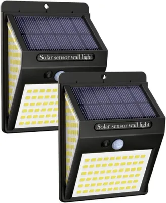 Produktbild von 140 LED Solarleuchte für den Außenbereich, 3 Beleuchtungsmodi, Solarleuchte für den Außenbereich, Bewegungsmelder, 2er-Pack