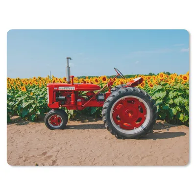 Produktbild von MuchoWow® Mauspad Mousepad Traktor - Rot - Sonnenblume - Bauernhof - Blumen 23x19 cm - Mousepads - Maus Mat - Pad - Mausunterlage - Schreibtischunterlage - Mauspad