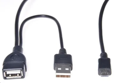 Image de Câble USB A/femelle+USB A/mâle - Micro USB/mâle OTG