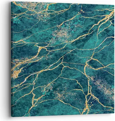 Produktbild von Bild auf Leinwand - Leinwandbild - Einteilig - Abstraktion Gold Türkis - 40x40cm - Wand Bild - Wanddeko - Wandbilder - Leinwanddruck - Bilder - Wanddekoration - Leinwand bilder - AC40x40-4564