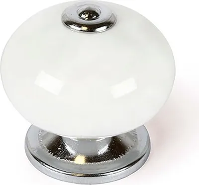 Obrázek produktu pro Balení 4 kulatých porcelánových nábytkových knoflíků bílé mod. e517 ø40mm rei