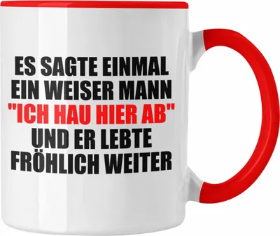Produktbild von Trendation - Jobwechsel Tasse Geschenk Kollege Lustig Abschiedsgeschenk Sprüche - Ich Hau Hier Ab (Rot)
