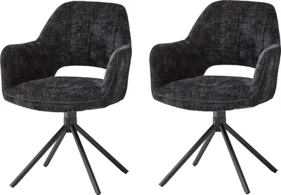 Produktbild von Armlehnstuhl >Adrina< (2er Set) Federkern, drehbar, in schwarz - 62x89x62 (BxHxT)