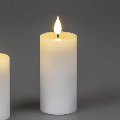Produktbild von LED Kerze STREIFEN H. 10cm D. 5cm weiß mit Timer Formano