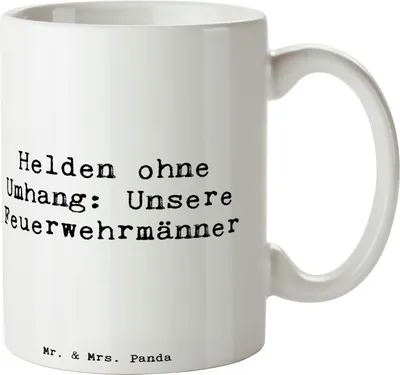 Produktbild von Mr. & Mrs. Panda Tasse mit Spruch Spruch Feuerwehrmann Helden - Weiß - Geschenk, kaffeetasse bedruckt, Aufmerksamkeit, Becher, Bedanken, Danke sagen, Anerkennung