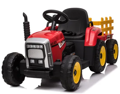 Produktbild von Elektrischer Kindertraktor mit Anhaenger - Kinder Elektroauto - 12V - mit Fernbedienung - Rot