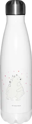 Produktbild von Mr. & Mrs. Panda Thermos Eisbär Umarmen - Weiß - Geschenk, Wasserflasche, Lustige Sprüche, isolierflaschen, Trinkgefäß, trinkflaschen, Trinkflasche