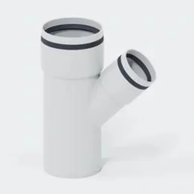 Produktbild von POLOPLAST Abzweig, PKXEA, POLO-KAL 3S, 75/50mm, 45°, reduzierend, Steckmuffe, PP-MD, weiß, 1 Stk.