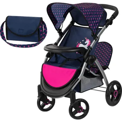Image de Poussette pour jumeaux bleu marine avec sac - Bayer Design