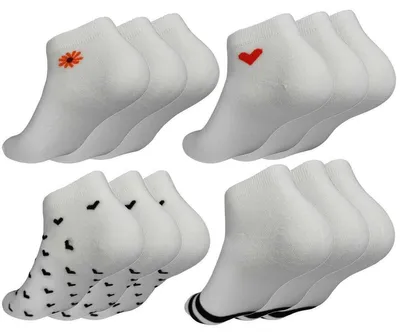 Produktbild von 12 Paar Damen Sneaker Socken mit Muster Baumwolle, 12 Paar, Mix2 35-38