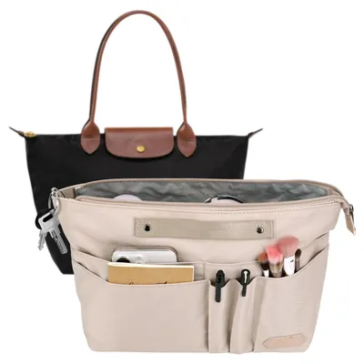 Zdjęcie produktu dla Omgoods - Organizer do torebki - Poliester, wiele przegródek - Organizer do damskiej torebki - Organizer do walizki - Wkład do torebki - Pasuje do torebek Longchamp L - Organizer do torebki ręcznej