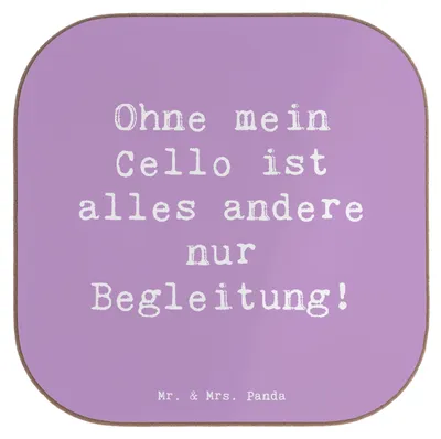 Produktbild von Mr. & Mrs. Panda Tassenuntersetzer Spruch Cello Magie - Lavendeltraum - Geschenk, gläseruntersetzer, Musikinstrument, Coaster, Tischuntersetzer, Klassische Musik, Musiker