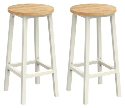 Obrázek produktu pro Dvoukusečná sada barových židlí, materiál: dřevotříska, ocel, barva: dub, béžová a bílá, nosnost: 100 kg