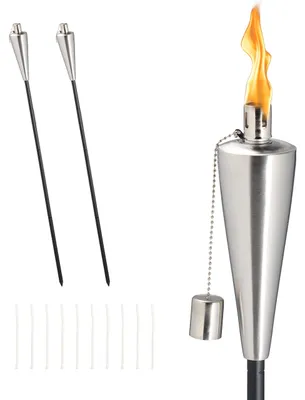 Productafbeelding van Set van 3 tuinlantaarns met een inhoud van 290 ml, verstelbare hoogte, zilver-zwart, 115 cm, geschikt voor buiten