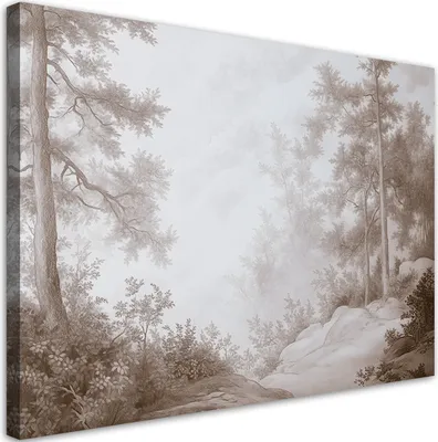 Produktbild von Feeby - Leinwand Bilder - Wald im Nebel - 45x30 cm - Deko Wohnzimmer - Wandbilder Schlafzimmer - Deko Aesthetic - Wand Deko - Leinwand Groß - Deko Zimmer - Leinwandbilder XXL