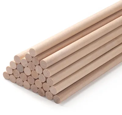 Produktbild von Holzstäbe zum Basteln - Rundholz aus Hartholz - Für Makramee und Handwerk - Ø 8,0 mm Länge 38 cm - 30 Stück natur