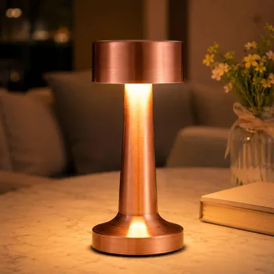 Produktbild von LED-Tischlampe, USB-Aufladung, Kabellos Dimmbar Tischleuchte, 3 Helligkeitsstufen, Touch Steuerung Nachttischlampen, Warmweiβ Nachtlicht, Rotbronze