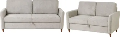 Produktbild von BELIANI Sofa Set Grau aus Stoff 5-Sitzer Gepolstert mit Stauraum für 5 Personen Modernes Retro Design Couch Wohnzimmermöbel