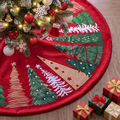 Weihnachtsbaumrock 90 cm, Samt, rot, für große Bäume