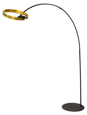 Image de Lampe sur pied en acier doré poli et en acier noir, modèle 8097