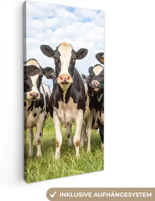 Produktbild von MuchoWow® - Leinwandbilder - Kühe - Weide - Tiere - Natur - Gras, Wandbild, Wanddeko Bilder Wohnzimmer, 20x40cm