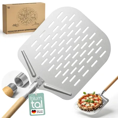 Immagine prodotto di Pala per pizza - Alluminio - 30,5 x 30,5 cm - Manico rimovibile - Lunghezza totale 61 cm